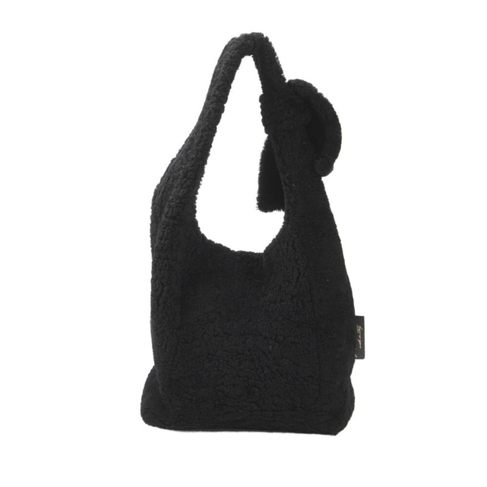 Anita Bilardi Womens Single Strap Snap Top Faux Fur Hobo Shoulder Handbag Black